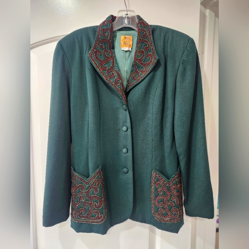 Zelda Vintage Dark Green Bead Embellished Size 10